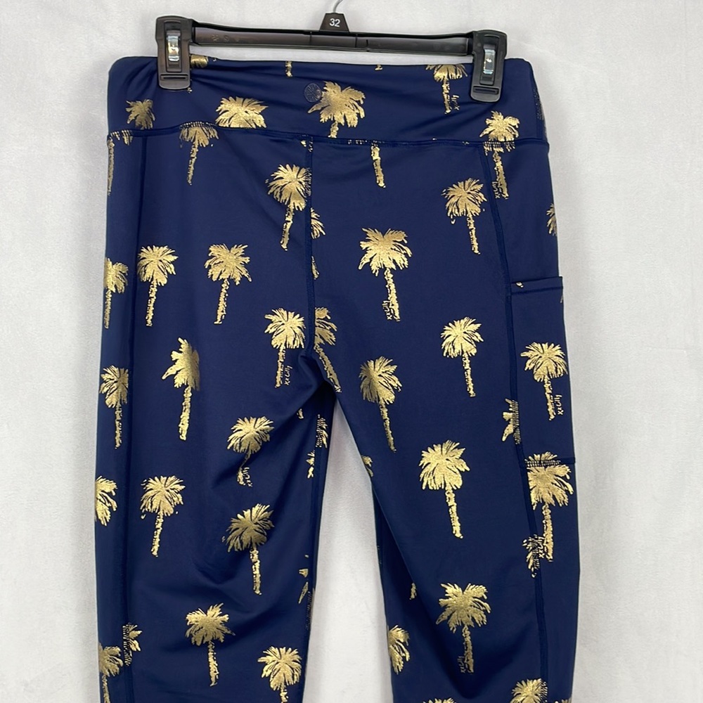 Lilly Pulitzer Navy Leggings with Gold Palm Print - Picture 8 of 16